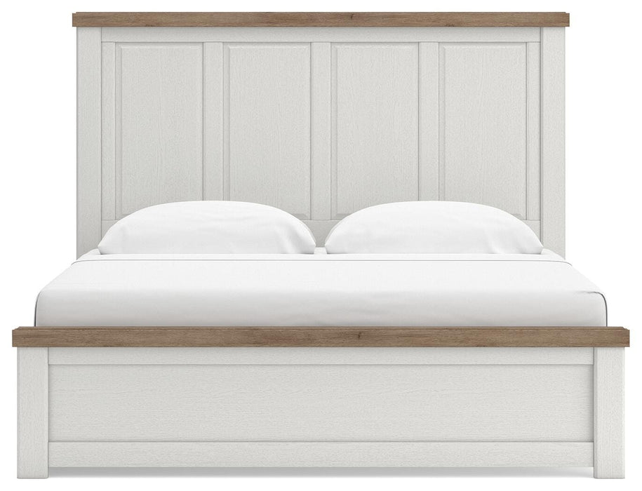 Benchcraft White/Brown King Panel Bed with Storage