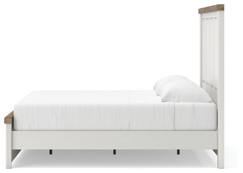 Benchcraft White/Brown King Panel Bed with Storage