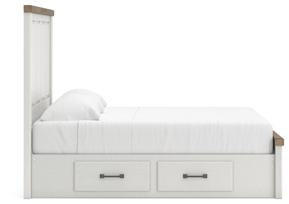 Benchcraft White/Brown King Panel Bed with Storage