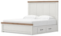Benchcraft White/Brown King Panel Bed with Storage