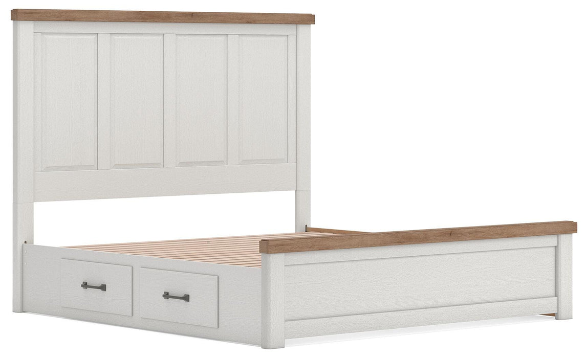 Benchcraft White/Brown King Panel Bed with Storage