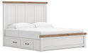 Benchcraft White/Brown King Panel Bed with Storage