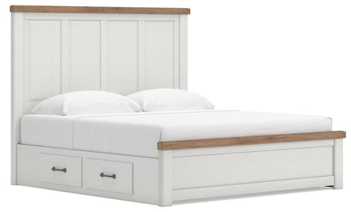Benchcraft White/Brown King Panel Bed with Storage
