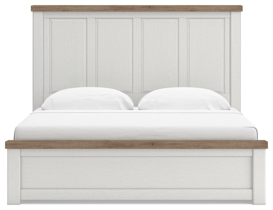 Benchcraft White/Brown King Panel Bed with Storage