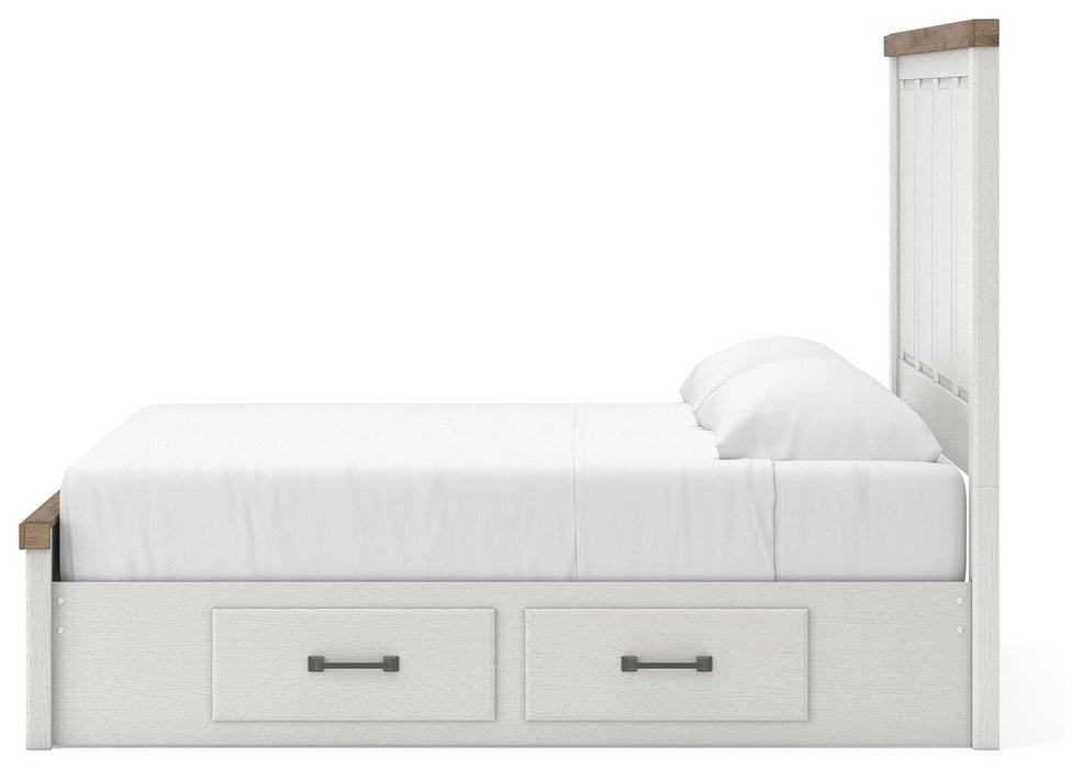 Benchcraft White/Brown King Panel Bed with Storage