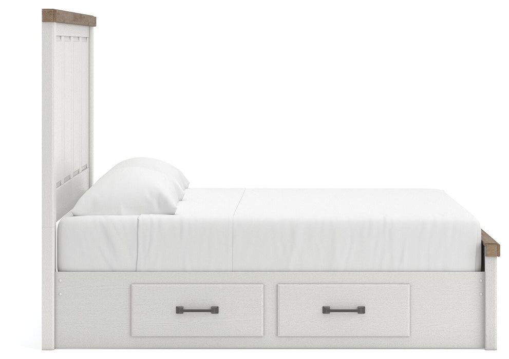 Benchcraft White/Brown King Panel Bed with Storage