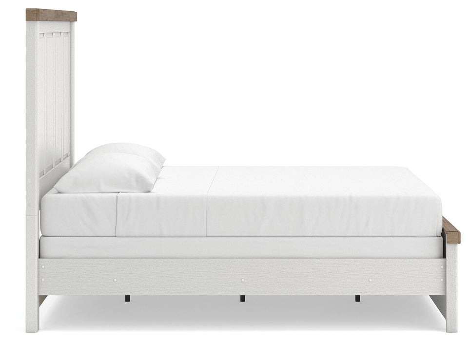 Benchcraft White/Brown King Panel Bed