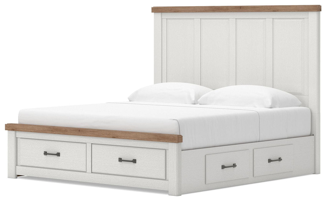 Benchcraft White/Brown King Panel Storage Bed