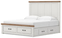 Benchcraft White/Brown King Panel Storage Bed