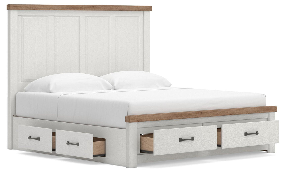Benchcraft White/Brown King Panel Storage Bed