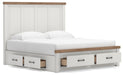 Benchcraft White/Brown King Panel Storage Bed
