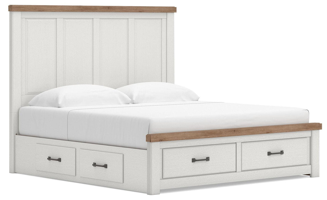 Benchcraft White/Brown King Panel Storage Bed