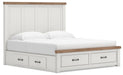 Benchcraft White/Brown King Panel Storage Bed