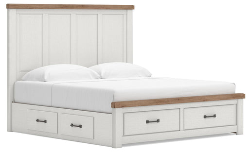 Benchcraft White/Brown King Panel Storage Bed