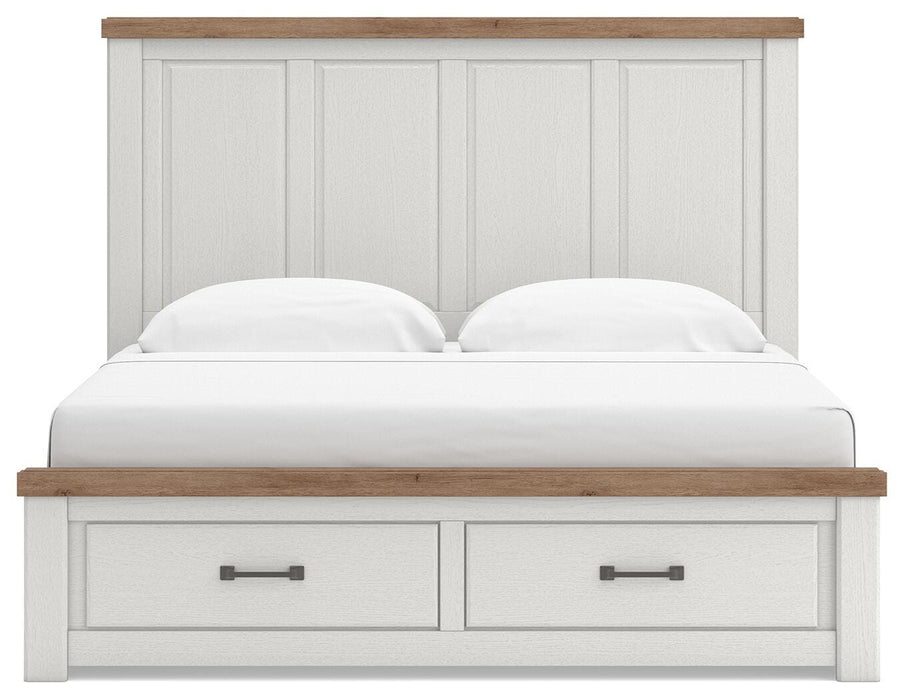 Benchcraft White/Brown King Panel Storage Bed