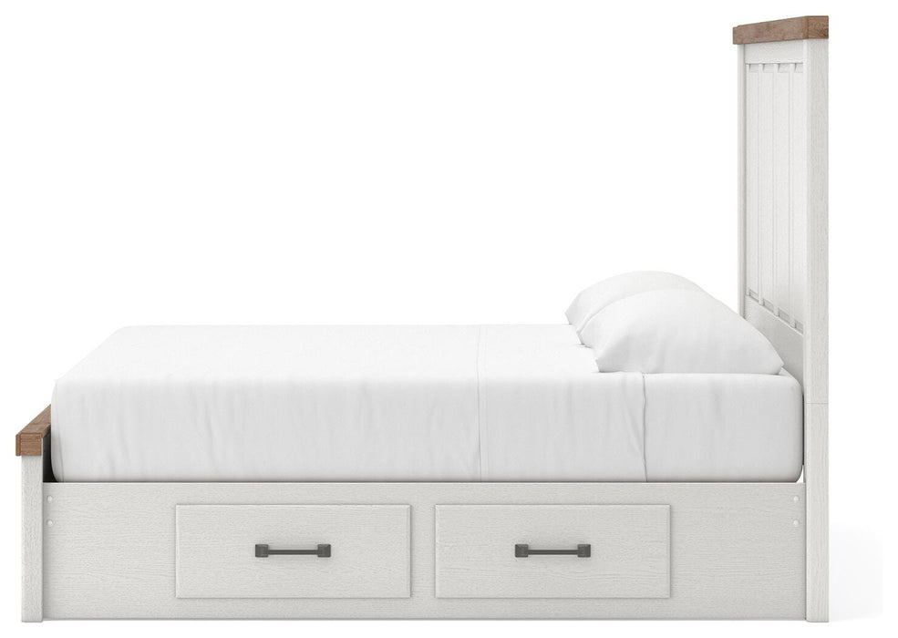 Benchcraft White/Brown King Panel Storage Bed