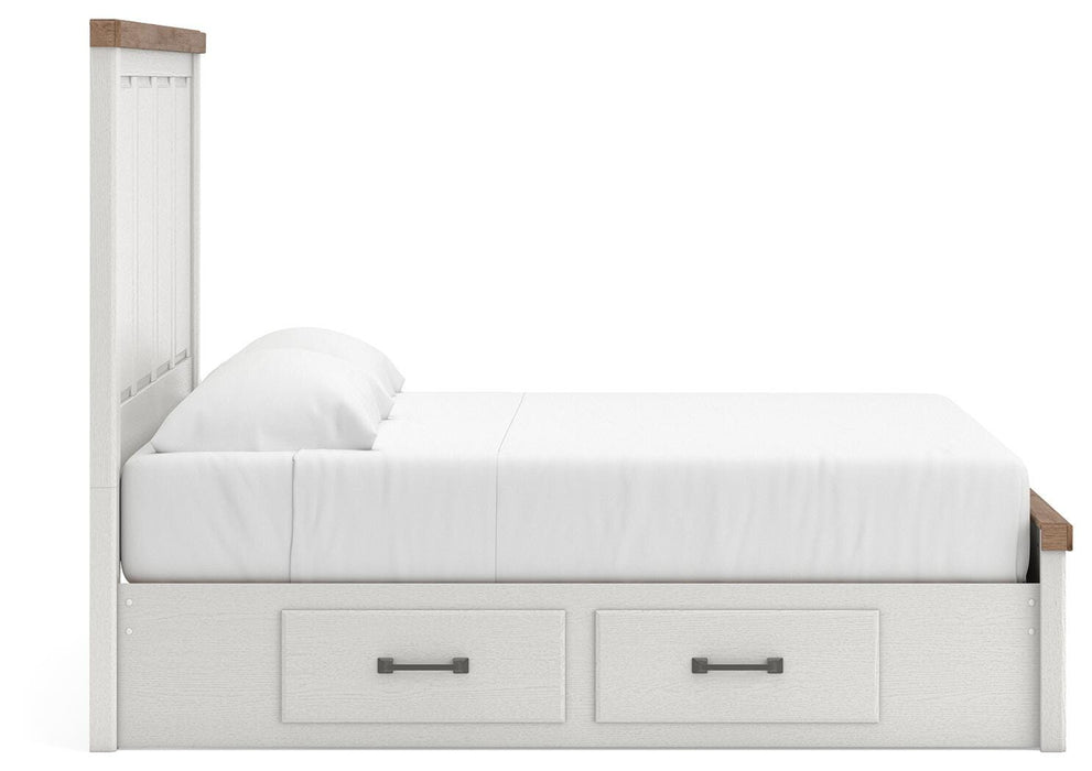 Benchcraft White/Brown King Panel Storage Bed