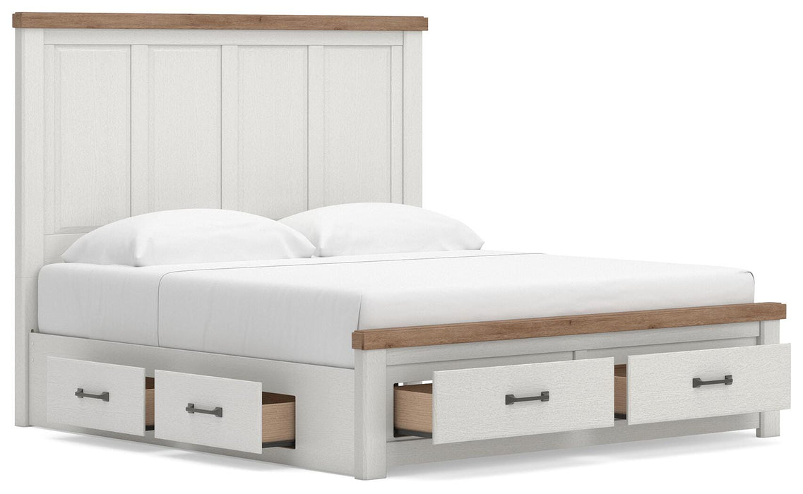 Benchcraft White/Brown King Panel Storage Bed
