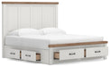Benchcraft White/Brown King Panel Storage Bed