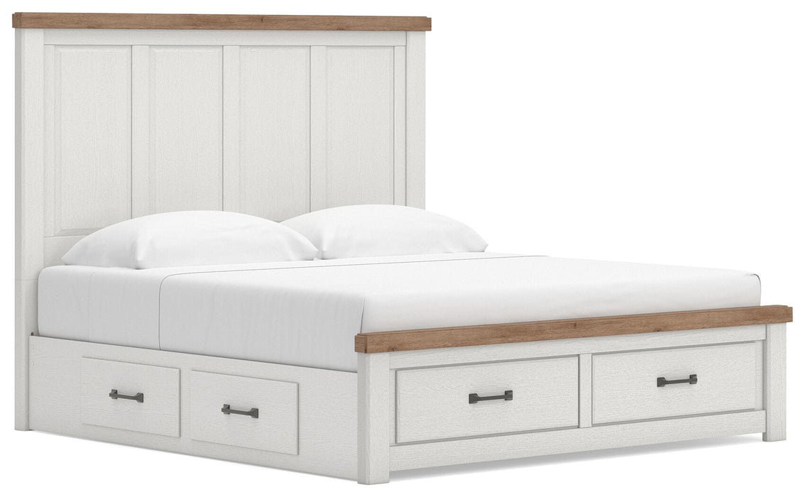 Benchcraft White/Brown King Panel Storage Bed