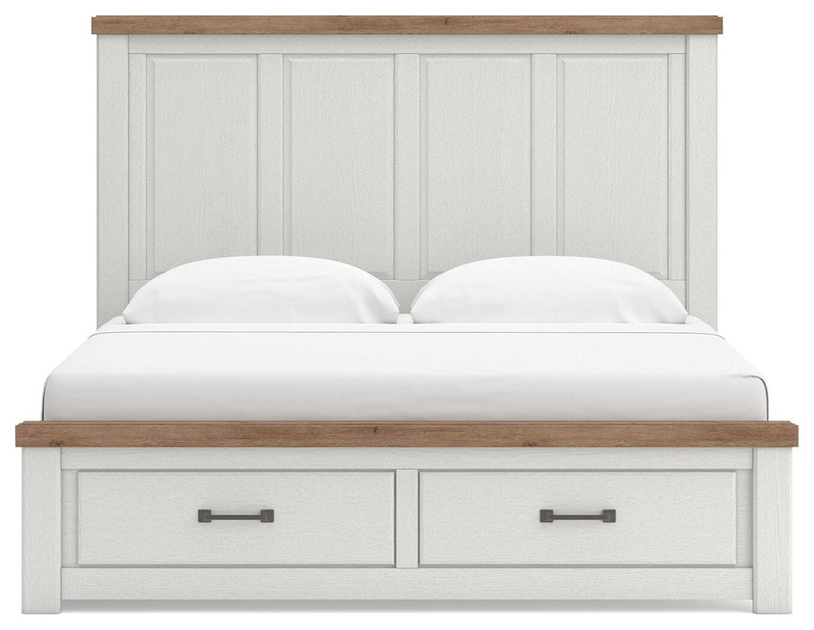 Benchcraft White/Brown King Panel Storage Bed