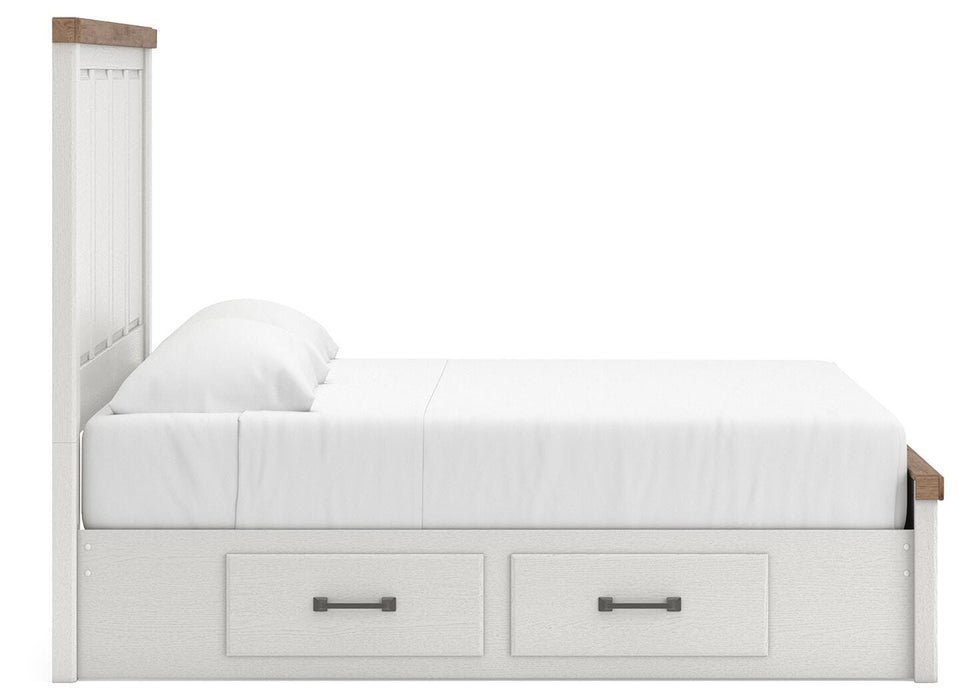 Benchcraft White/Brown King Panel Storage Bed