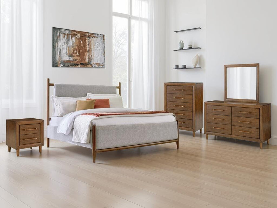 Signature Design Brown Queen Upholstered Panel Bed
