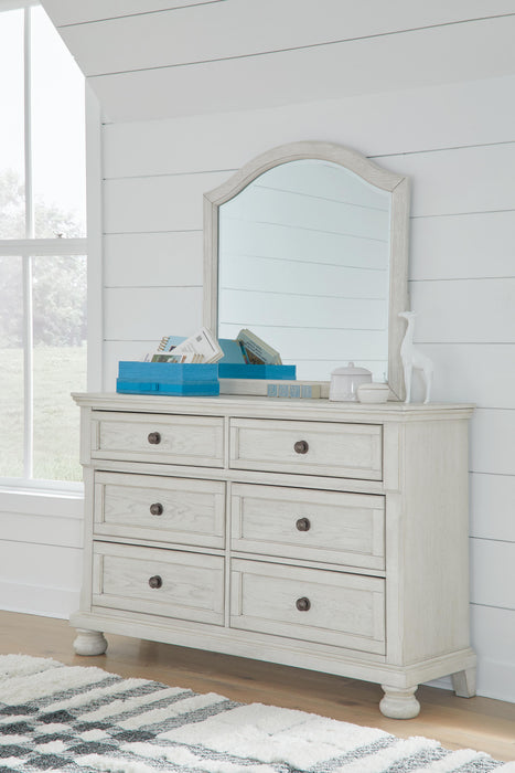 Signature Design Antique White Dresser and Mirror
