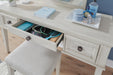 Signature Design Antique White Vanity/UPH Stool (2/CN)