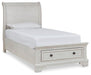 Signature Design Antique White Twin Sleigh Storage Bed