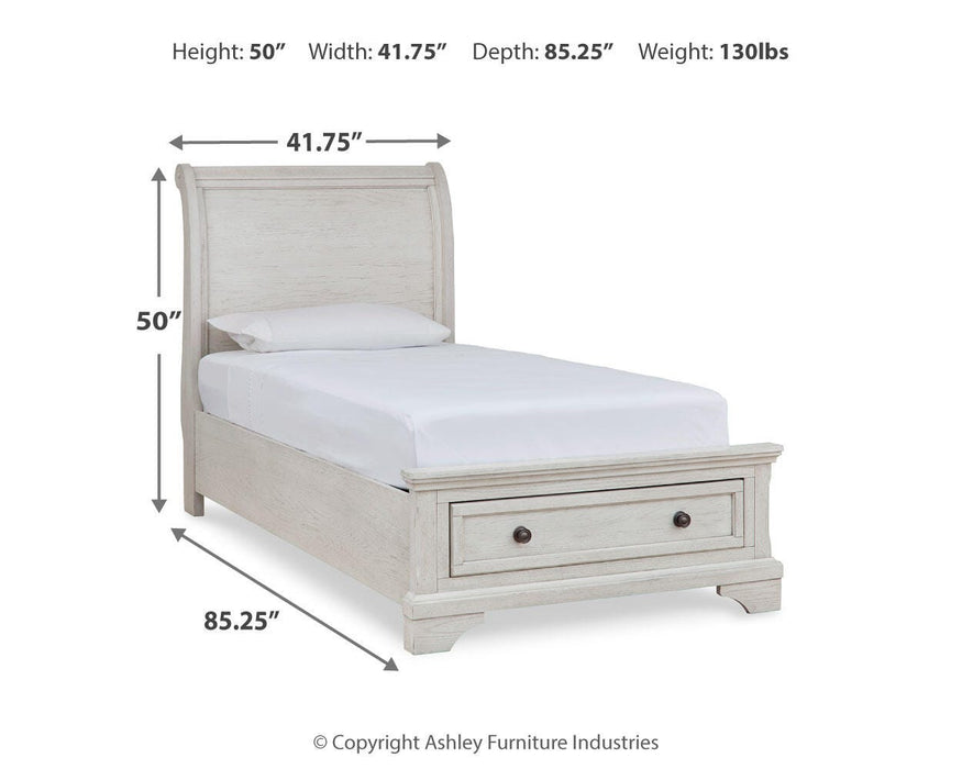 Signature Design Antique White Twin Sleigh Storage Bed
