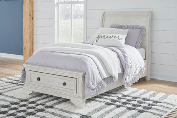 Signature Design Antique White Twin Sleigh Storage Bed