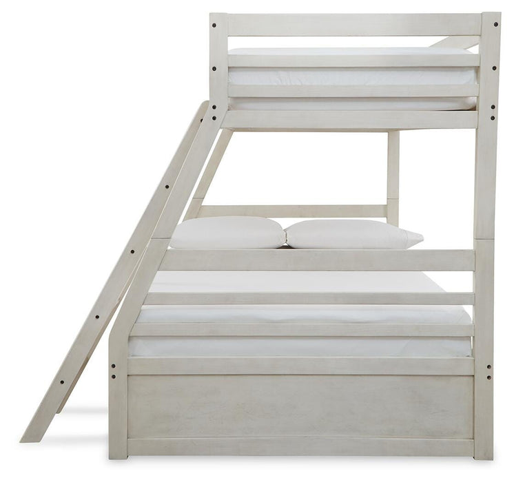 Signature Design Antique White Twin over Full Bunk Bed with Storage