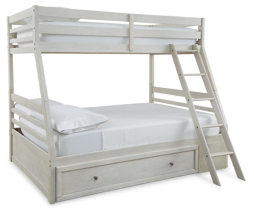 Signature Design Antique White Twin over Full Bunk Bed with Storage