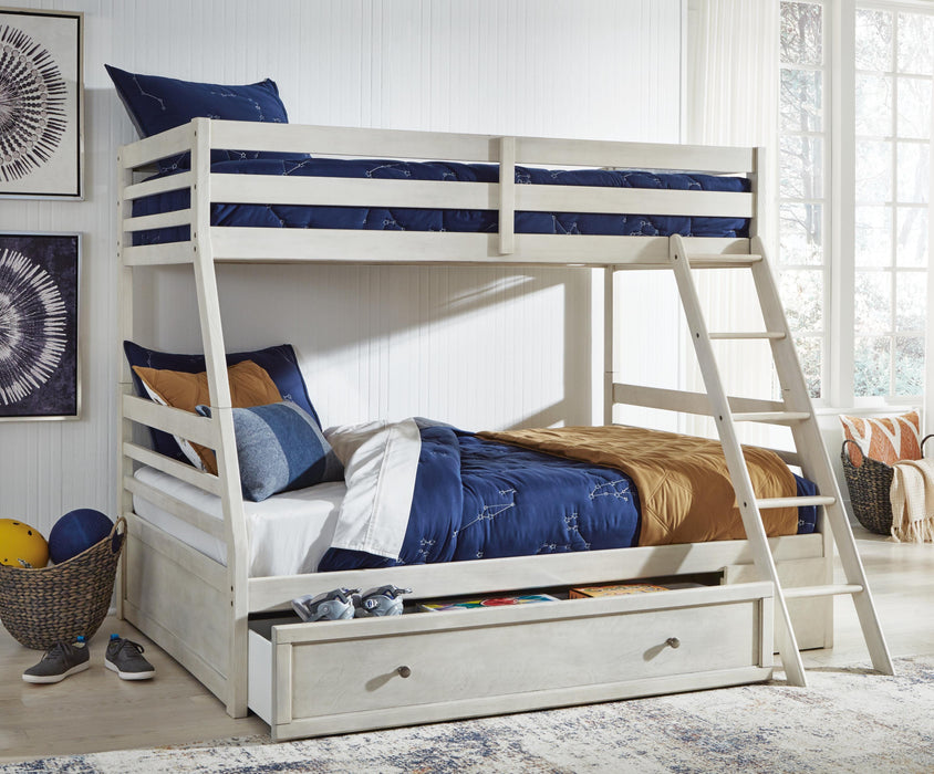 Signature Design Antique White Twin over Full Bunk Bed with Storage