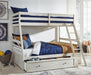 Signature Design Antique White Twin over Full Bunk Bed with Storage