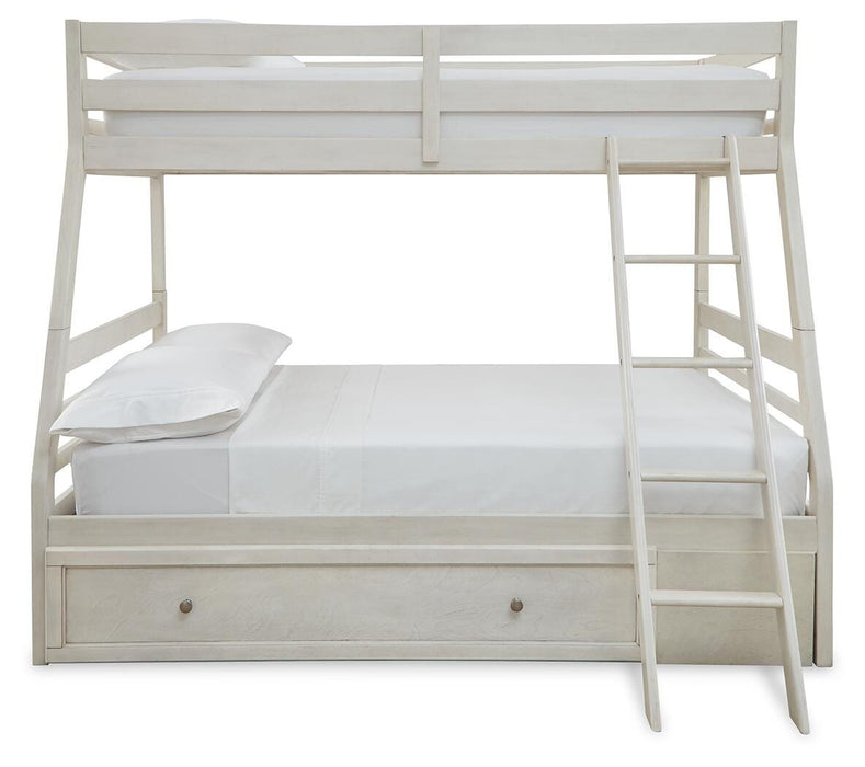 Signature Design Antique White Twin over Full Bunk Bed with Storage