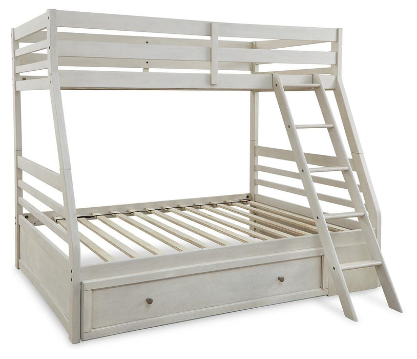 Signature Design Antique White Twin over Full Bunk Bed with Storage