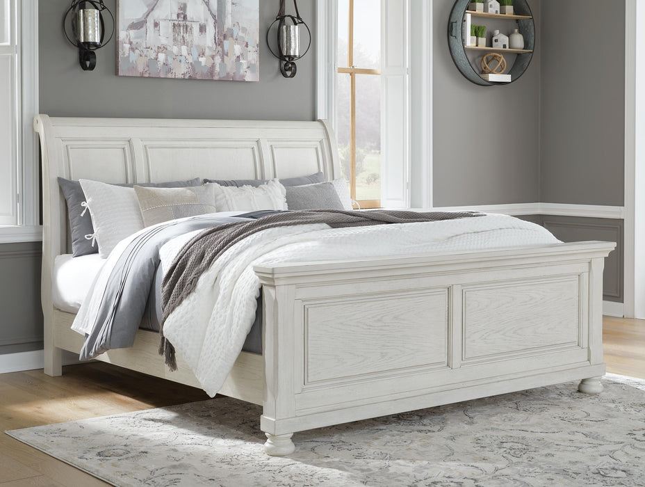 Signature Design Antique White King Sleigh Bed