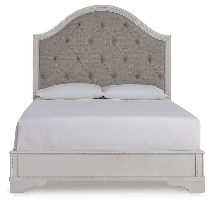 Signature Design Rustic Brown Queen Upholstered Panel Bed