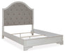 Signature Design Rustic Brown Queen Upholstered Panel Bed