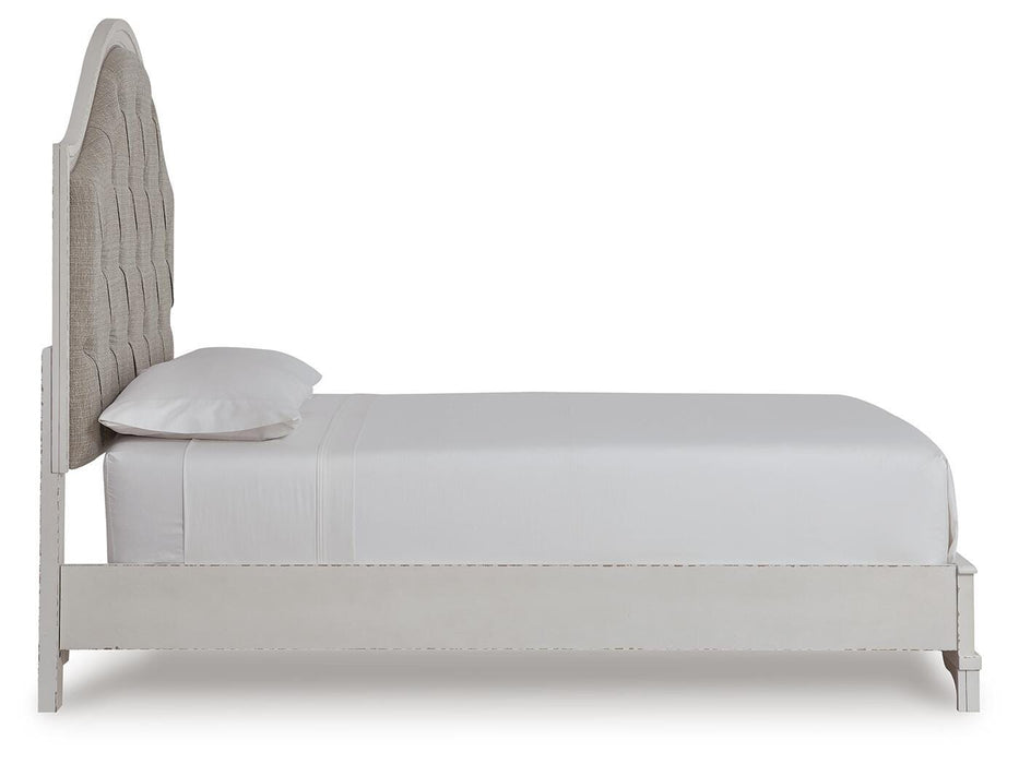 Signature Design Rustic Brown Queen Upholstered Panel Bed