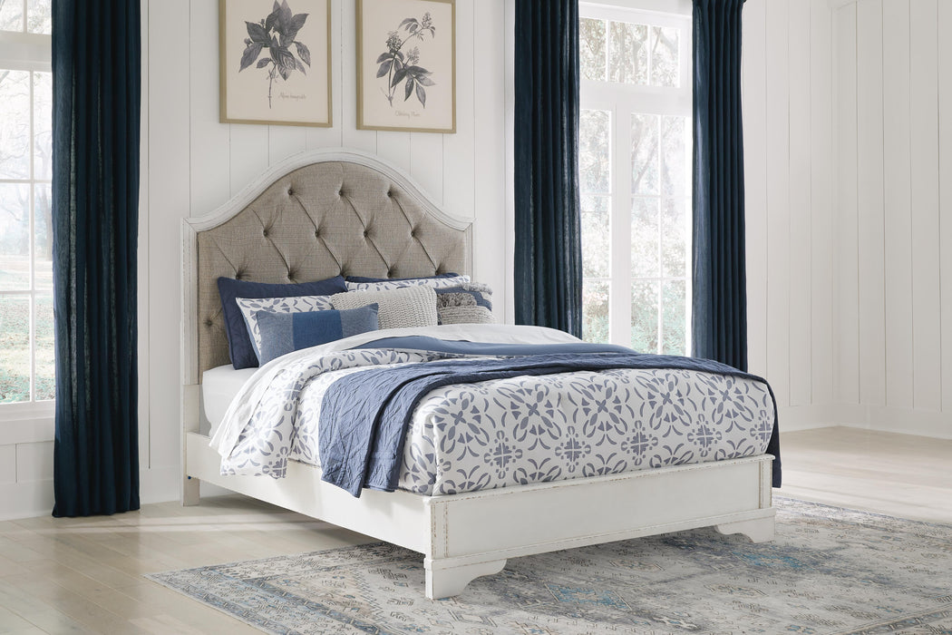 Signature Design Rustic Brown Queen Upholstered Panel Bed