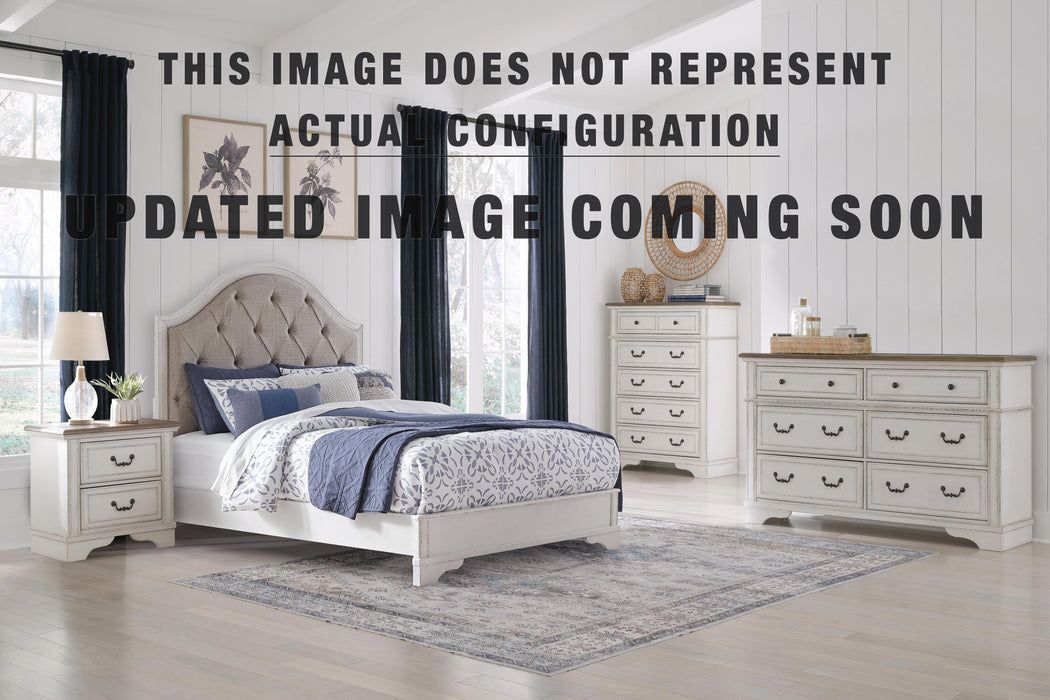 Signature Design Rustic Brown Queen Upholstered Panel Bed