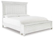 Benchcraft Whitewash California King Panel Bed with Storage Bench