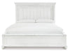 Benchcraft Whitewash California King Panel Bed with Storage Bench