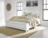 Benchcraft Whitewash California King Panel Bed with Storage Bench