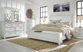 Benchcraft Whitewash California King Panel Bed with Storage Bench