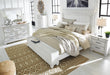Benchcraft Whitewash California King Panel Bed with Storage Bench