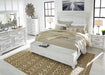 Benchcraft Whitewash California King Panel Bed with Storage Bench
